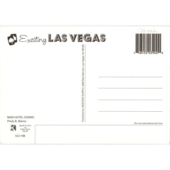 Las Vegas MGM Lion Statue Hotel Casino Postcard Night View Reflective Lighting - Picture 2 of 2